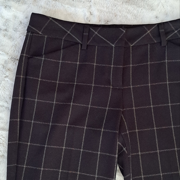 Express Editor black white plaid flat front Office straight leg Pants. Size 4S. - Picture 2 of 6